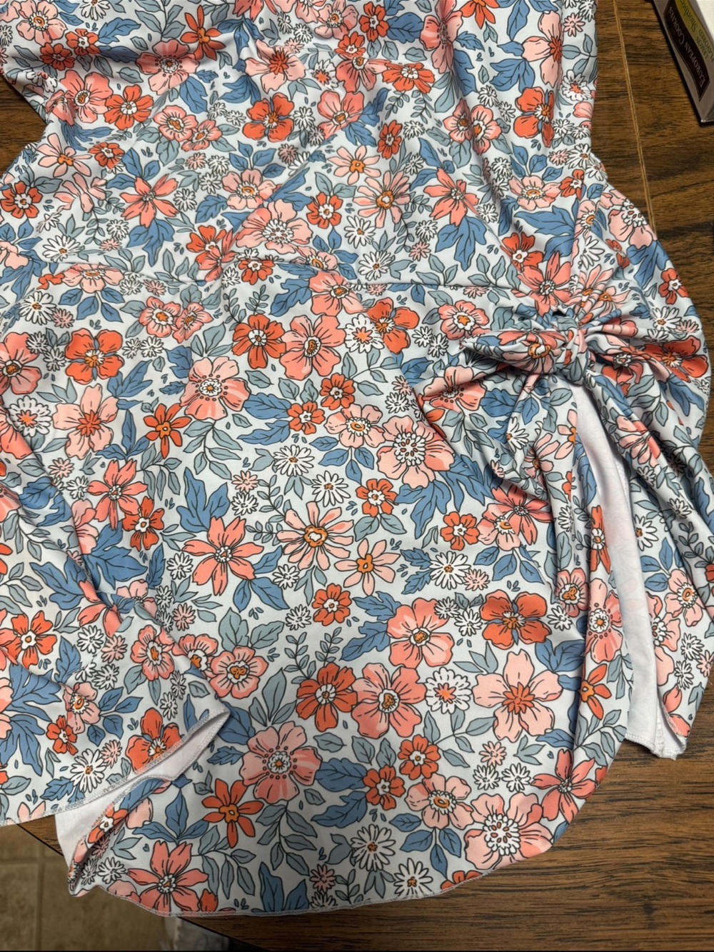 EoMenie Floral Print One-Piece Swimsuit bra built in Coral & Blue Womens 18W NWT - Picture 4 of 11